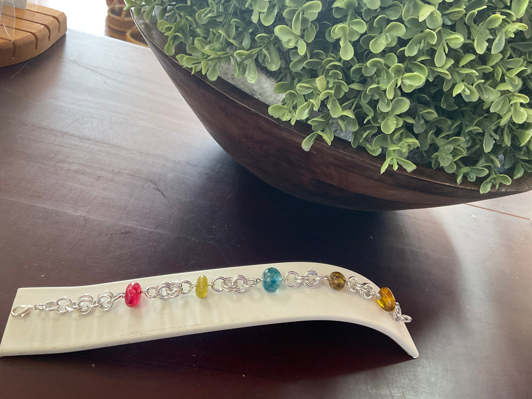 Aluminium and resin bead bracelet