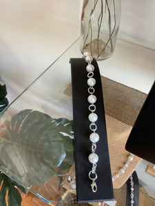 IMT Pearl and aluminium necklace bracelet set.